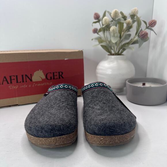 Haflinger GZH Felted Wool Classic Clog Slip On Gray Women's 38/7 NWB - Picture 1 of 10